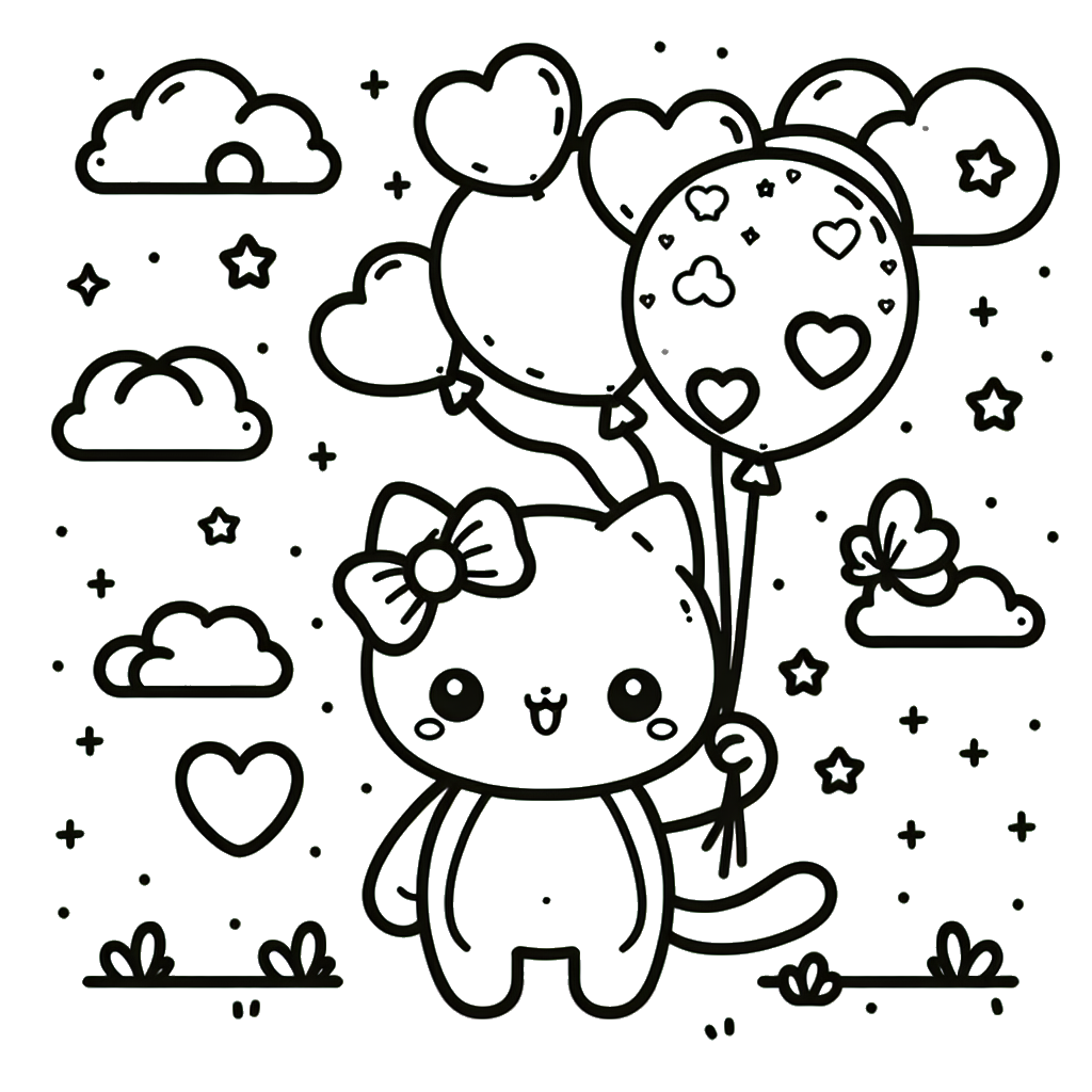 Hello Kitty with Balloons