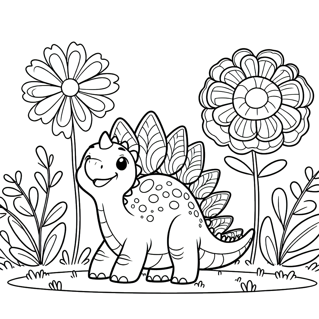 Stegosaurus with Flowers